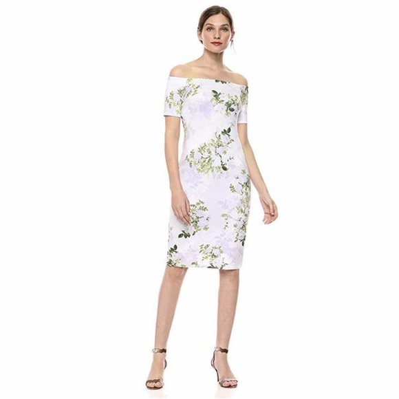 Calvin Klein lilac floral off the shoulder dress - Picture 1 of 4